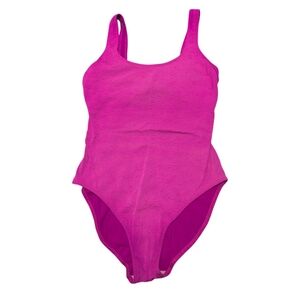 Vintage Christina Pink Floral Textured One Piece Leotard Swim Bodysuit Aerobics